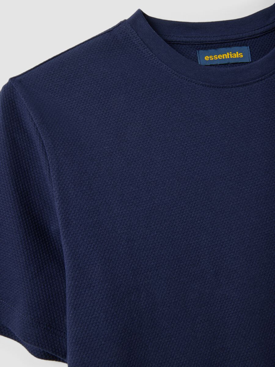 Blue short-sleeved pure cotton T-shirt_5