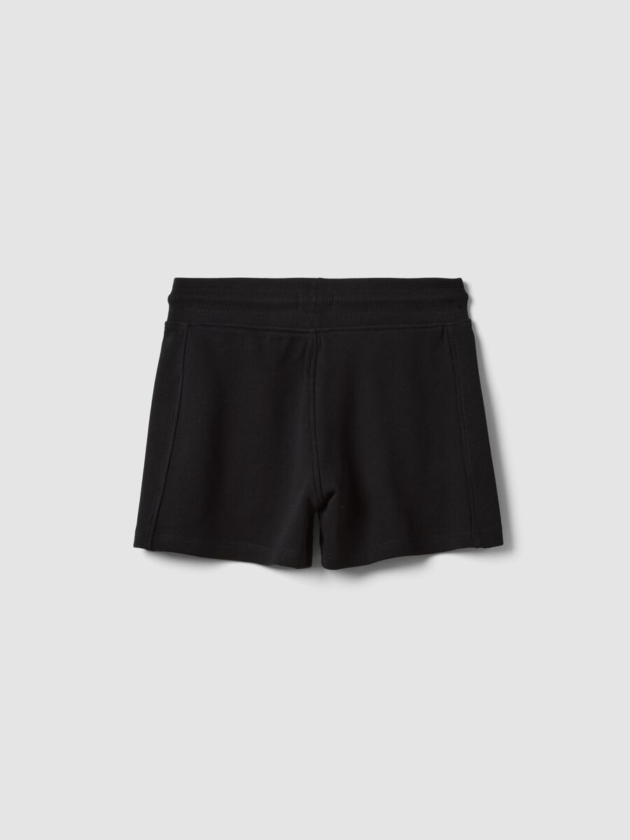Girls&rsquo; black pure organic cotton shorts with elasticated waistband_1