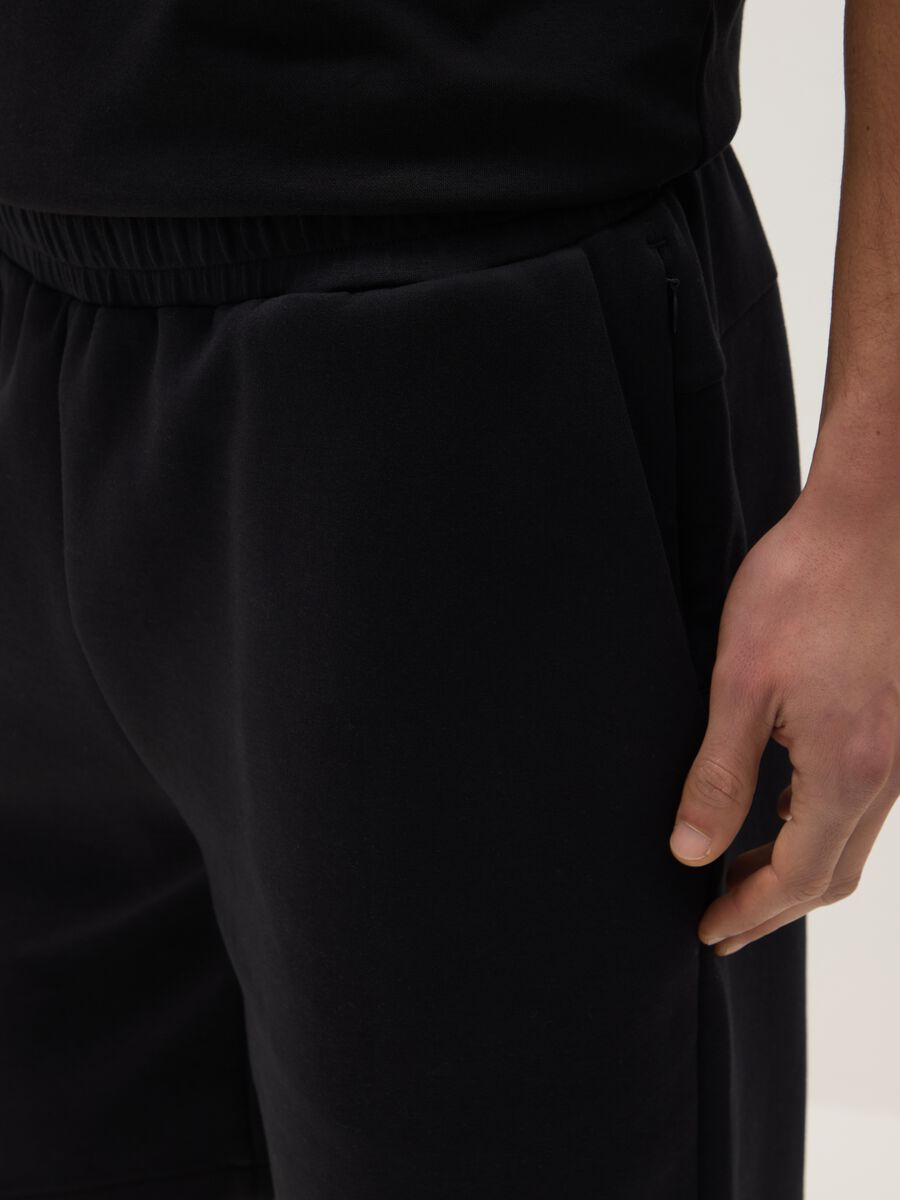 Black Stretch Cotton Bermuda Shorts Regular Fit_3