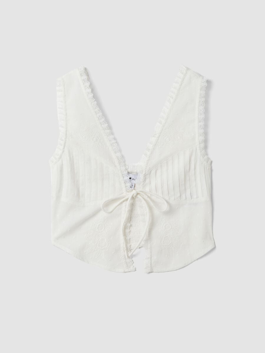Wei&szlig;es Baumwollgilet mit Spitze_0
