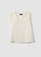 White pure cotton V-neck blouse_0