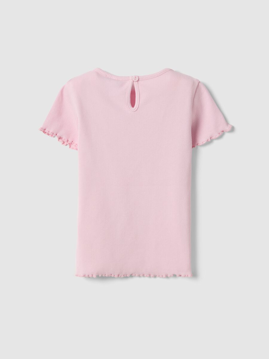 Pink Stretch Cotton T-Shirt for Girls with Designs_1