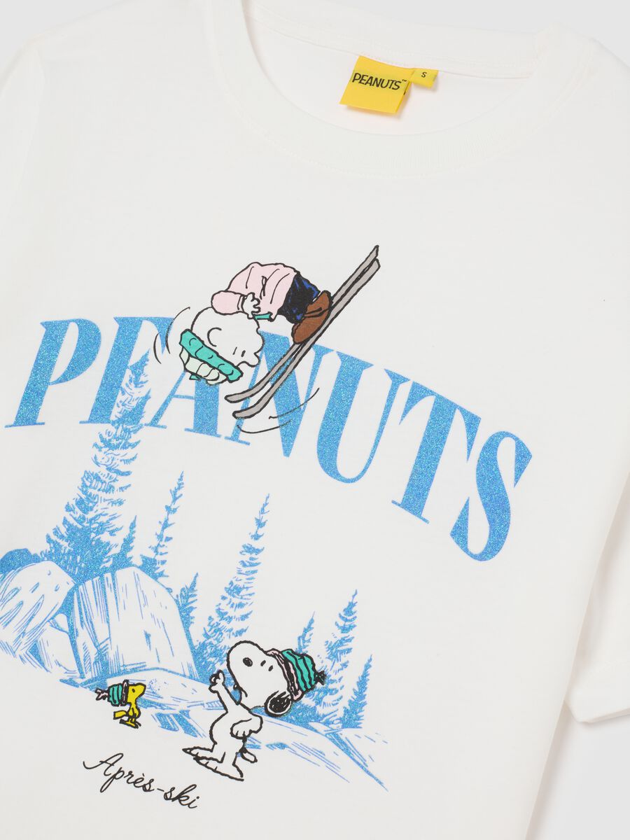 White pure cotton regular fit T-shirt with Peanuts print_5