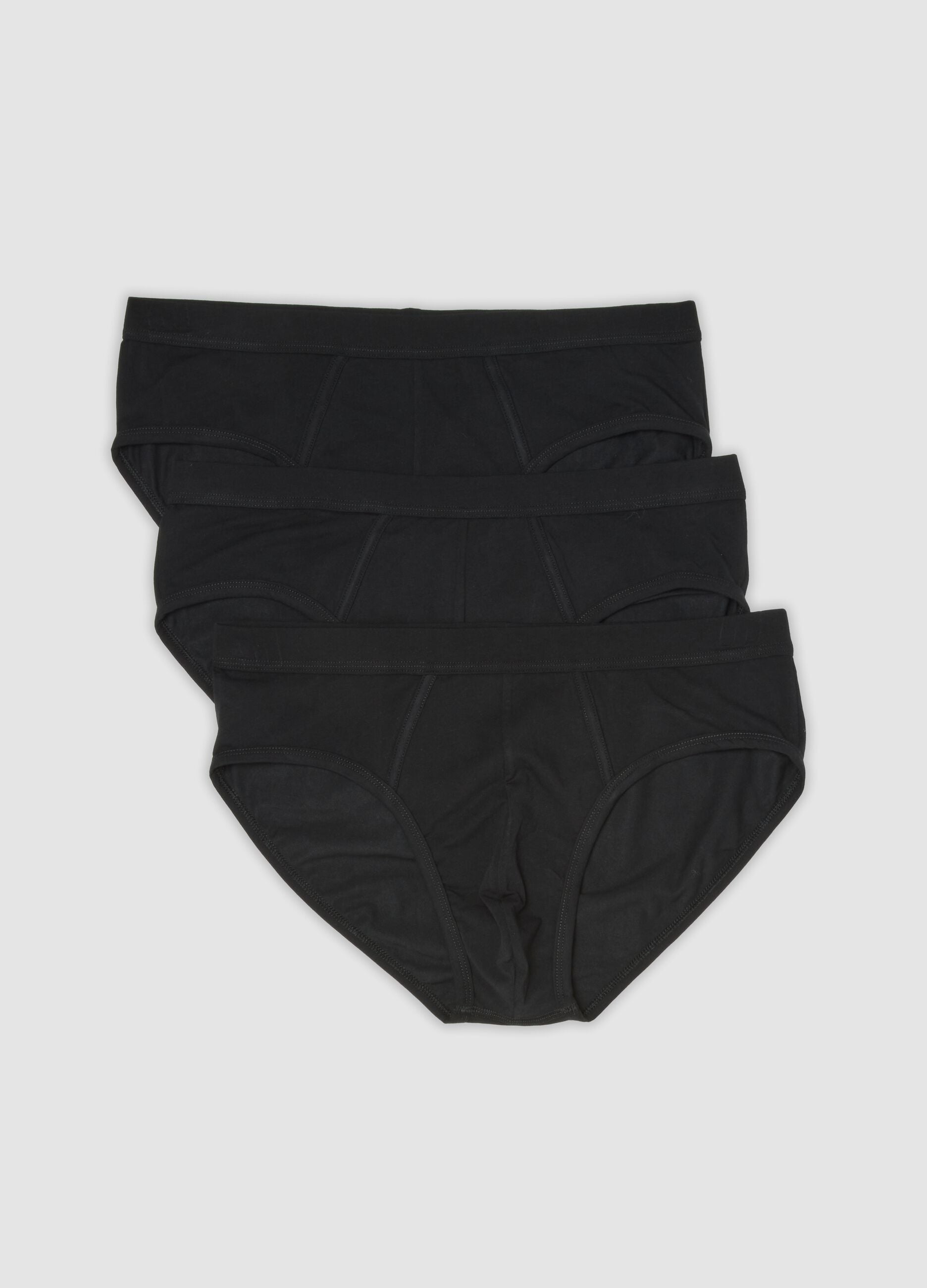 3er-Pack schwarze Slips aus extrafeiner Stretch-Baumwolle