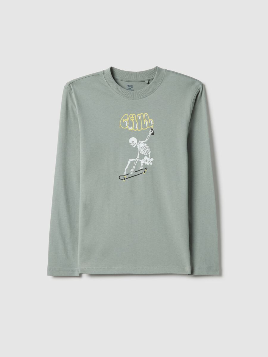 Grey pure cotton regular fit t-shirt with print for boy_3