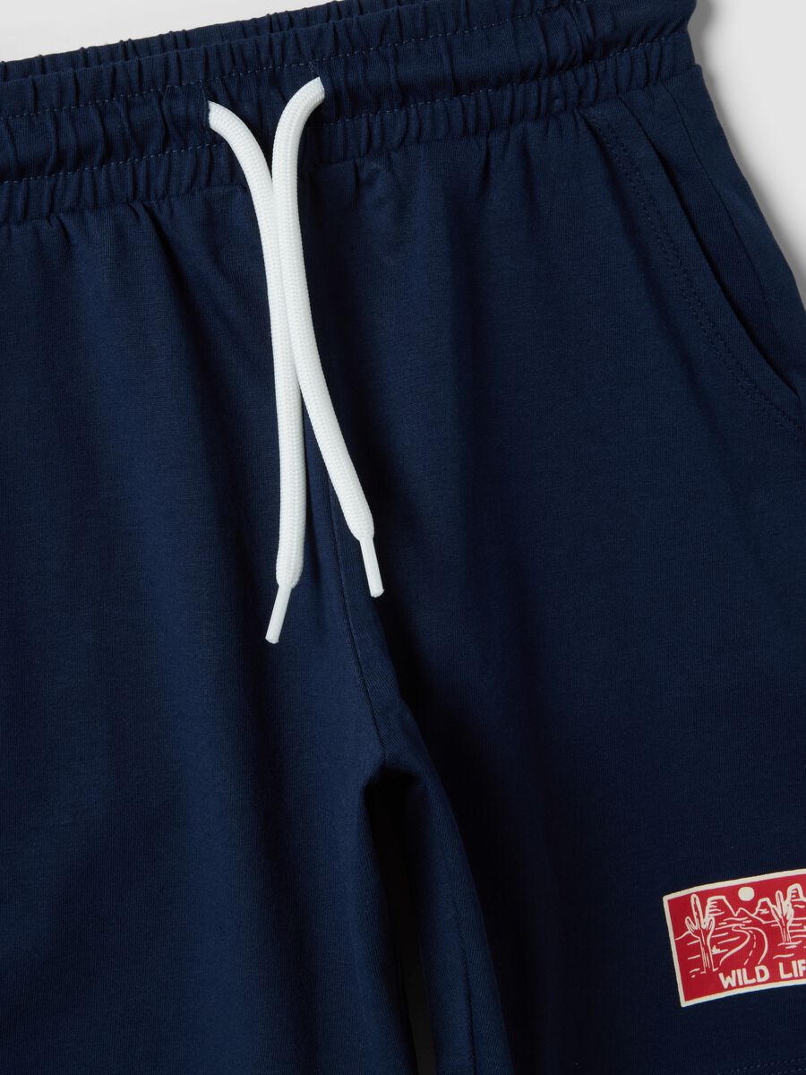 White and blue pure cotton set with T-shirt and shorts_3