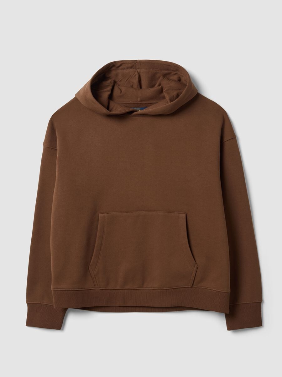 Brown cotton-blend regular-fit hoodie_0