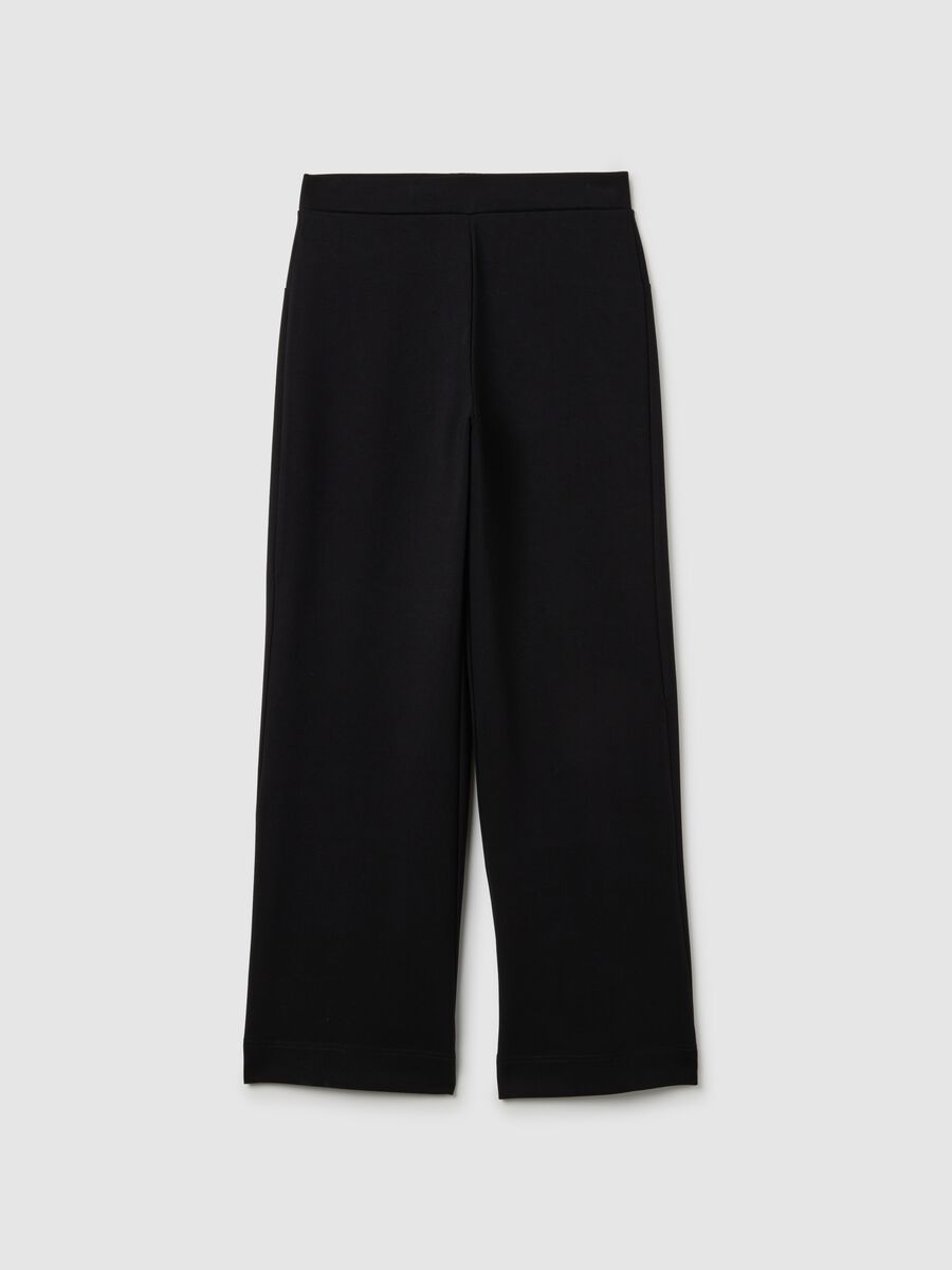 Black Wide Leg Stretch Trousers_4