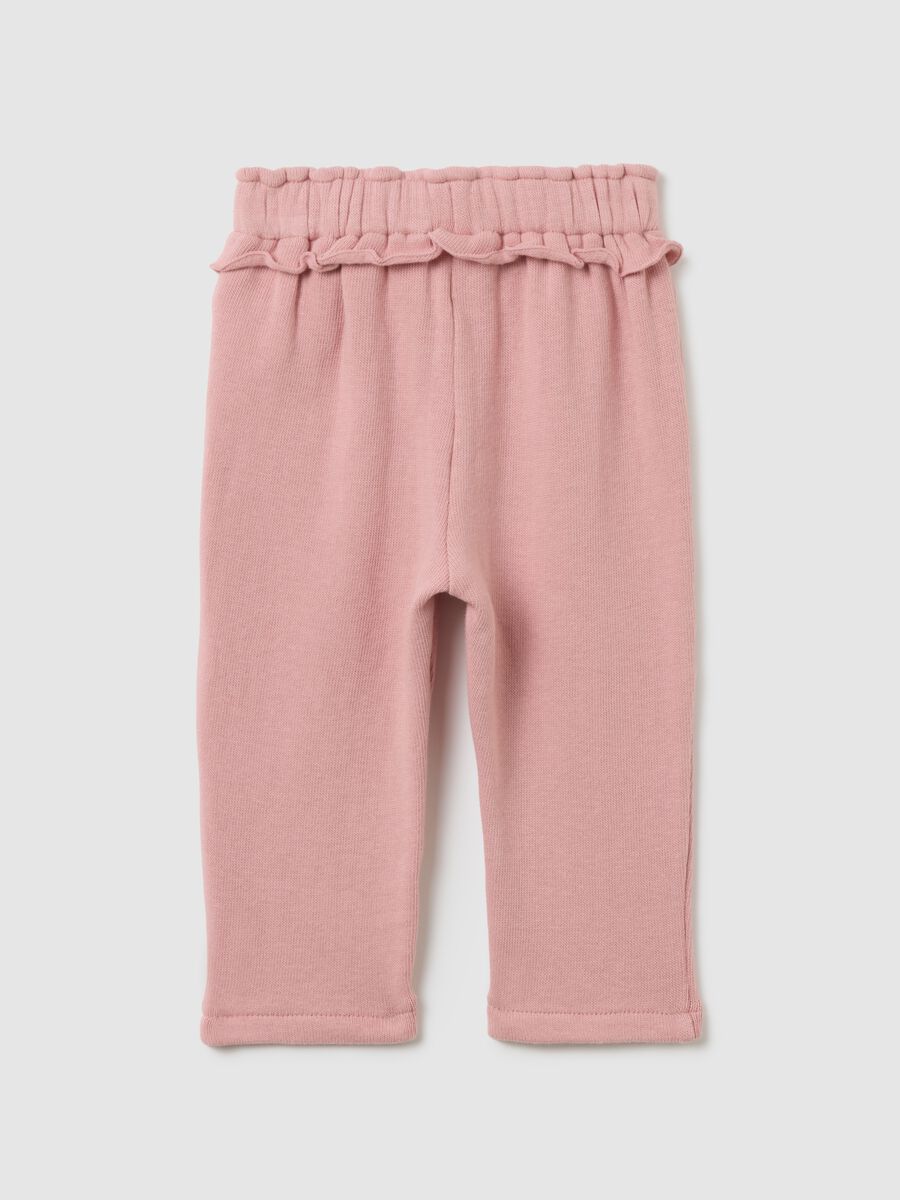 Girls' pink stretch cotton baggy trousers_1