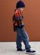 Blue denim joggers in cotton and viscose blend, relaxed fit for boys_0