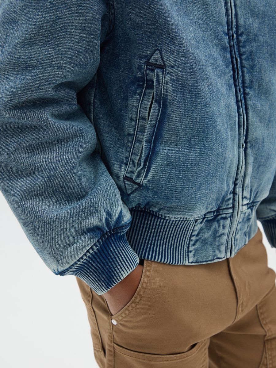 Boy's Denim Regular Fit Bomber Jacket_2