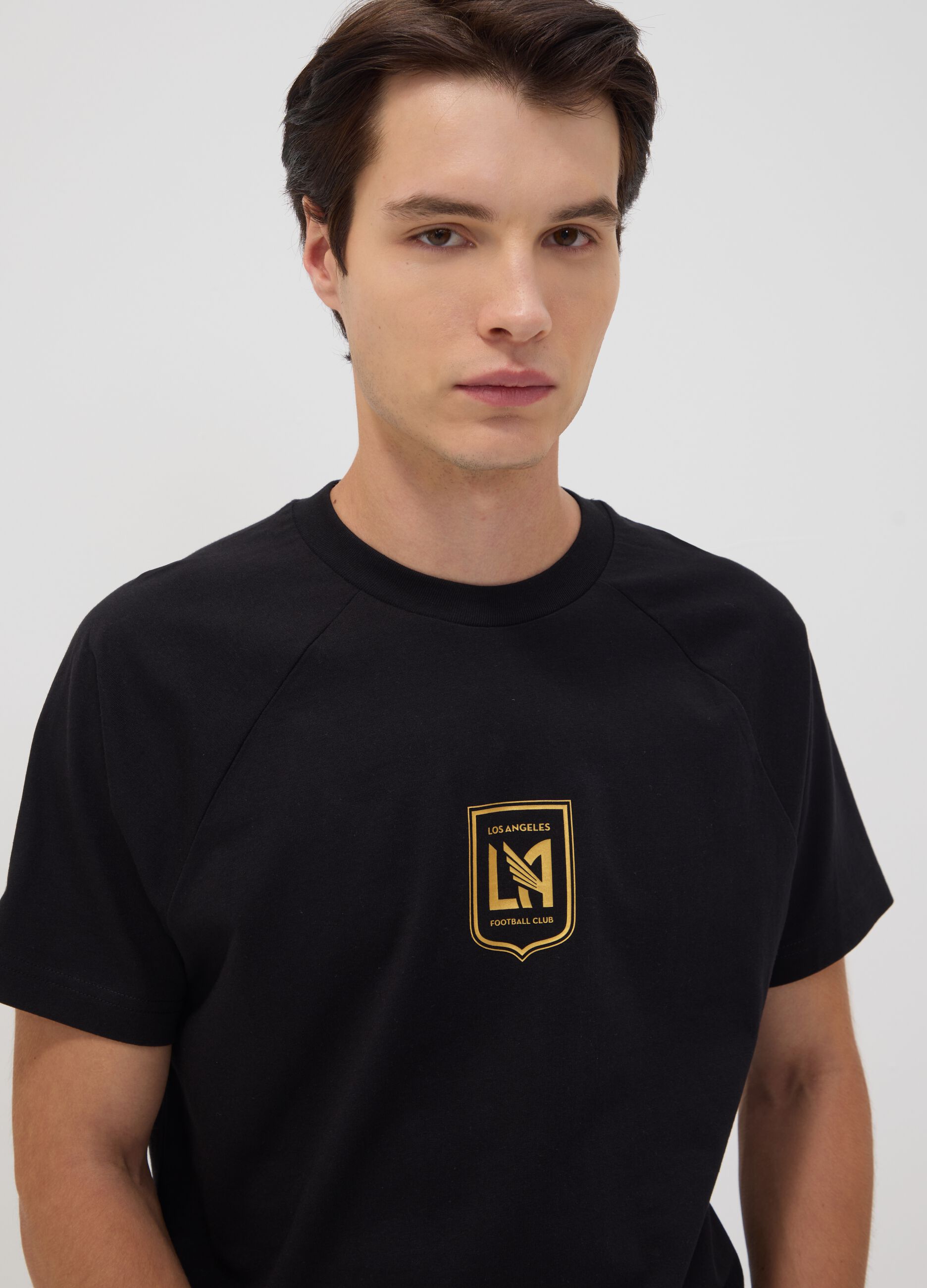 Schwarzes T-Shirt aus reiner Baumwolle mit Los Angeles FC Print