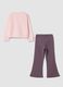 Pink cotton-blend jogging set with crew-neck sweatshirt and animal print_1