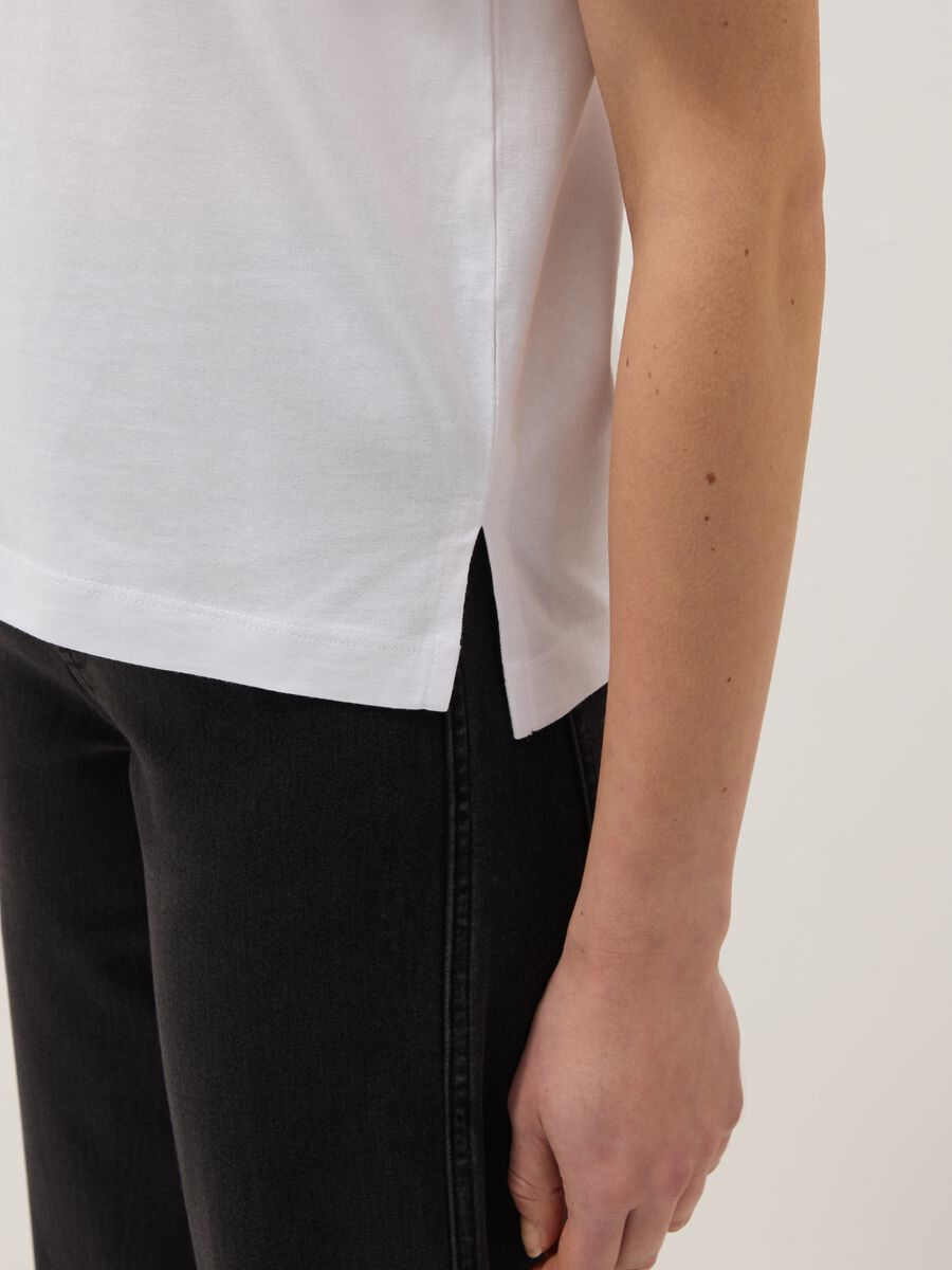 White crew neck pure cotton t-shirt regular fit_3