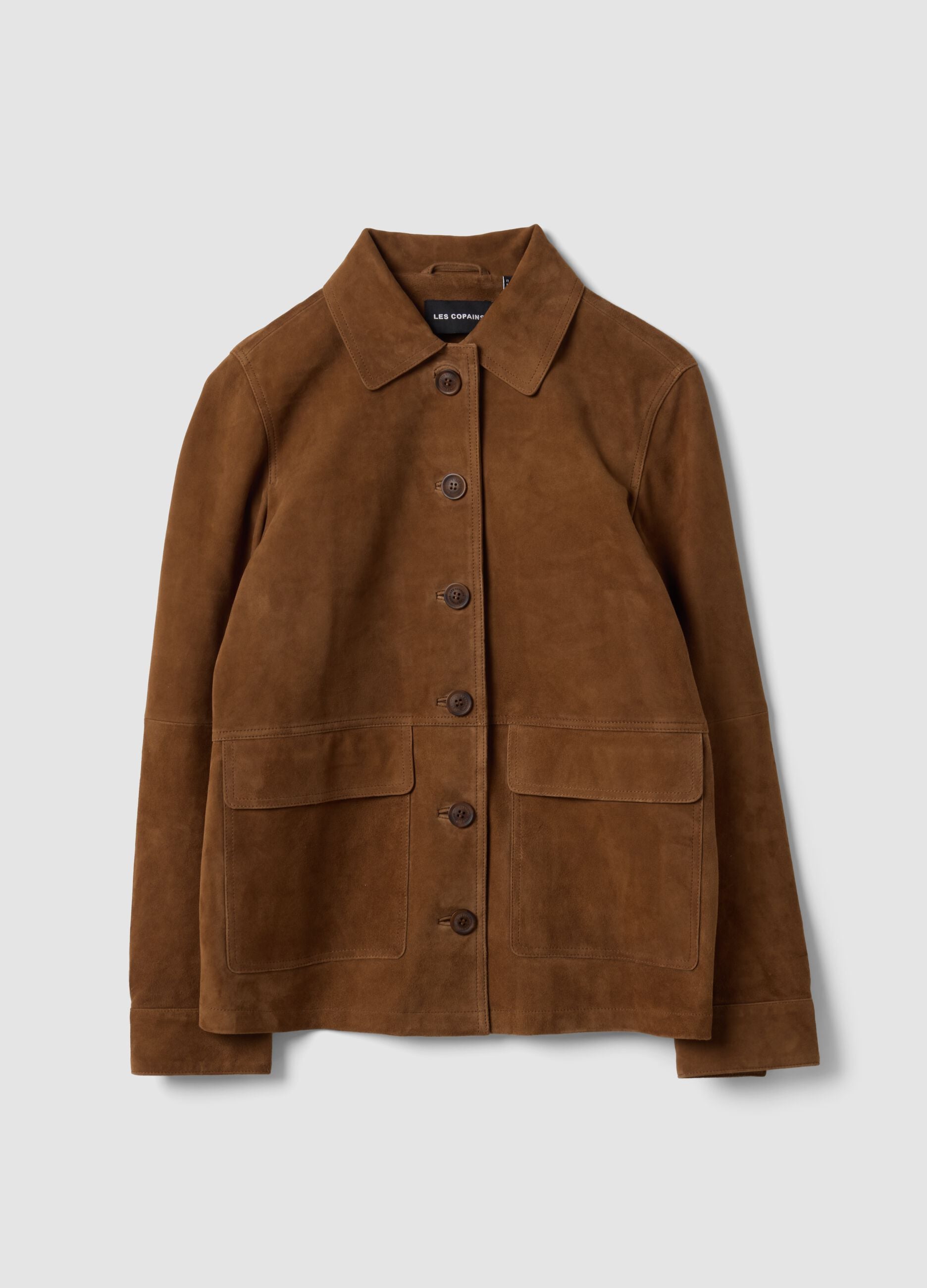 Brown genuine leather jacket in regular fit