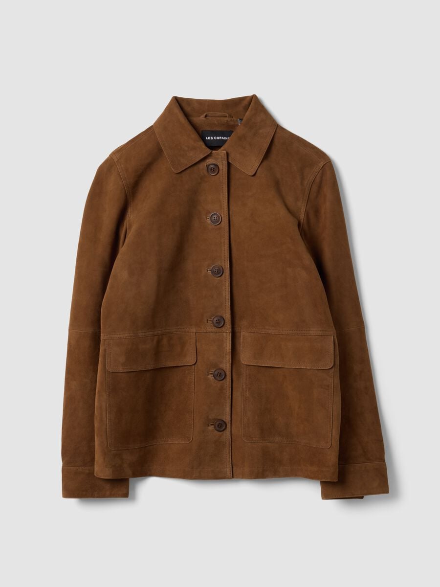 Brown genuine leather jacket in regular fit_4
