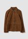 Brown genuine leather jacket in regular fit_4