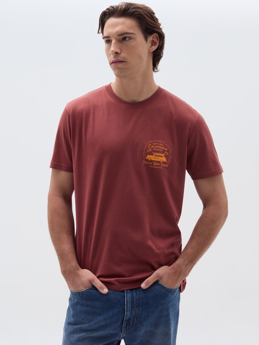 Cotton T-shirt with surf motif print_1