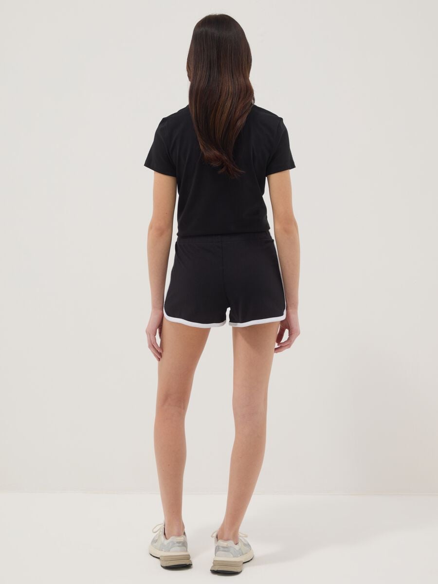 Shorts negros de algod&oacute;n puro para ni&ntilde;a, ajuste slim_1