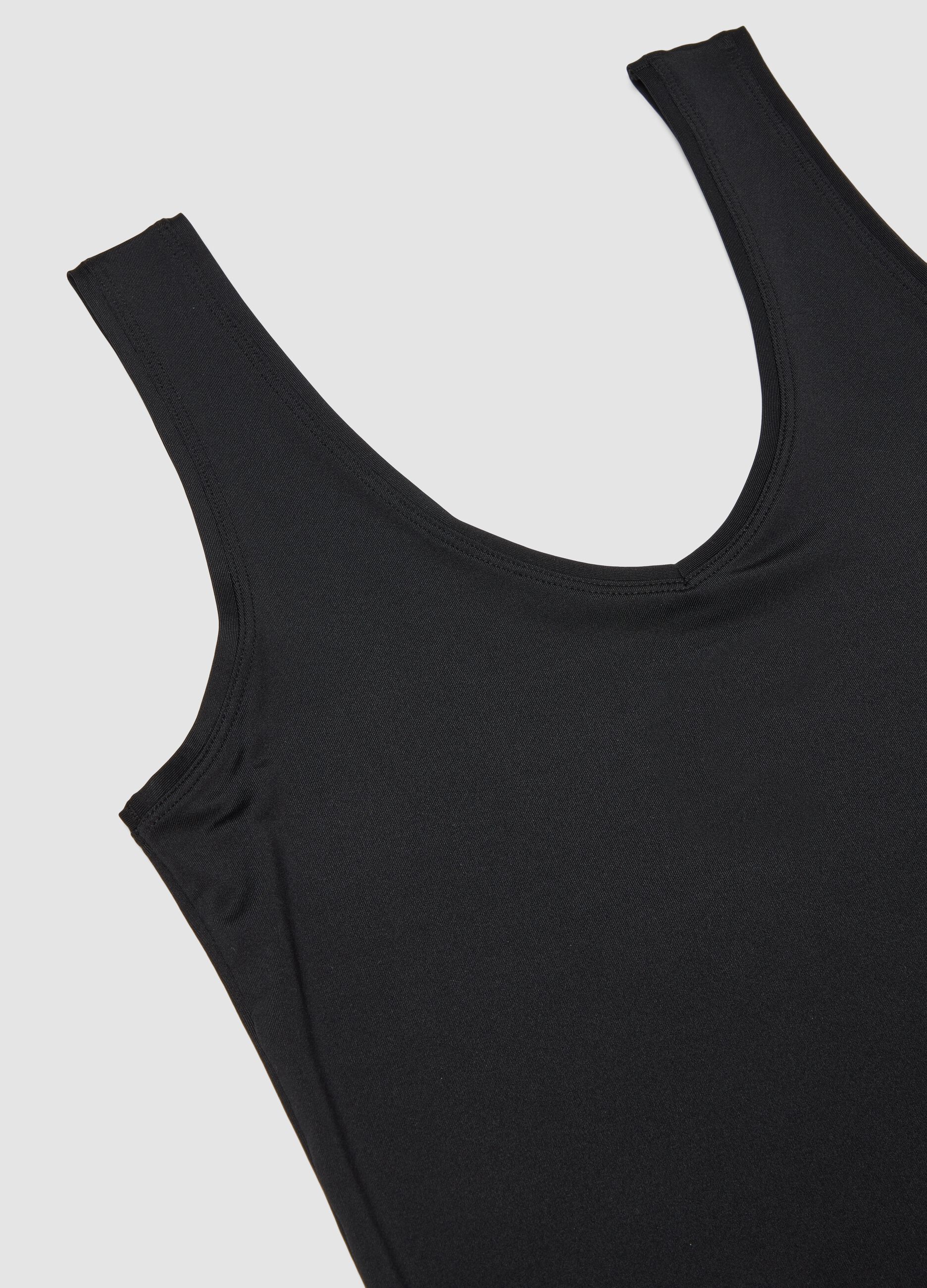 Black stretch vest top, regular fit