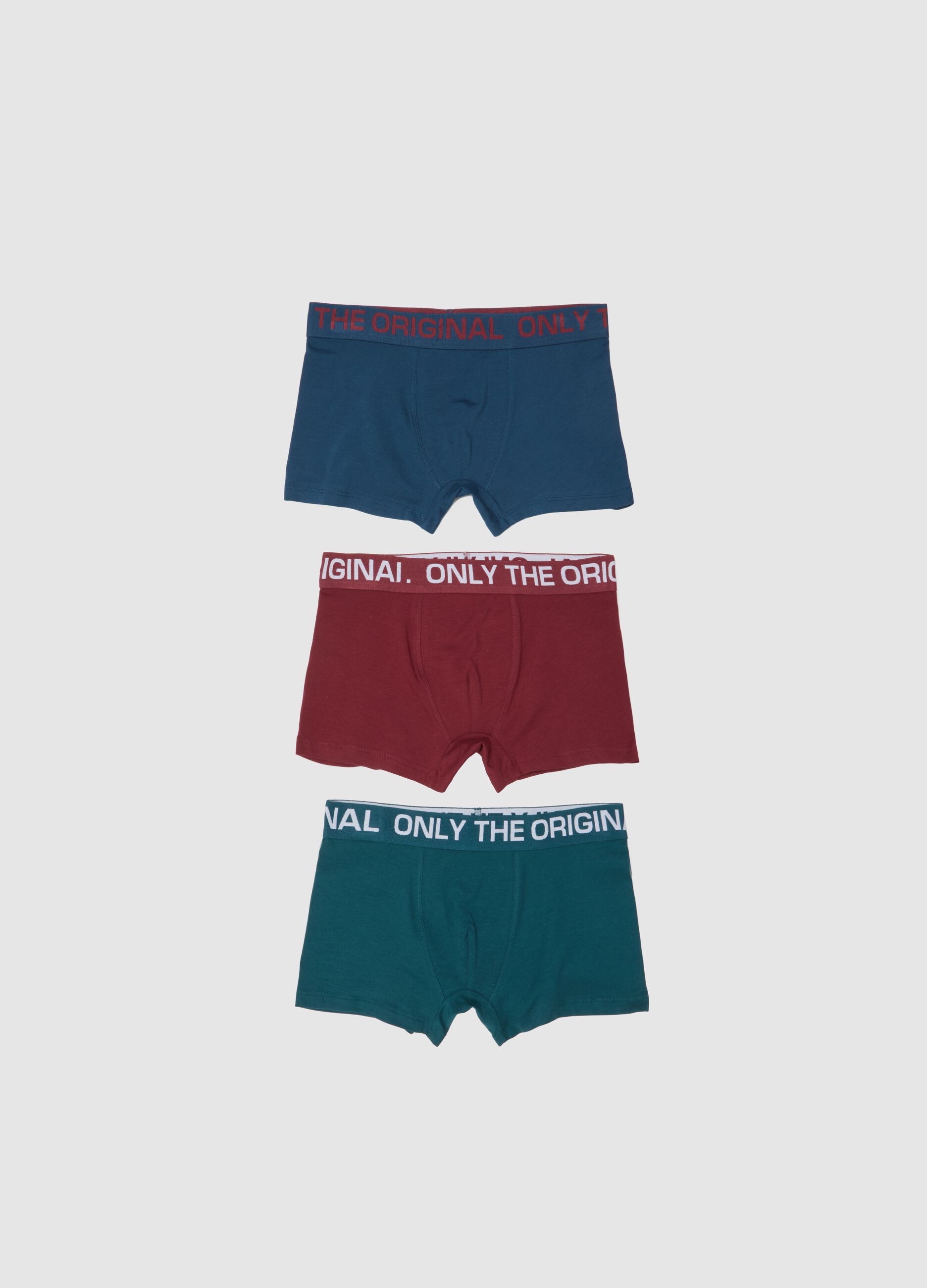 Boy's tripack boxer in multicolour stretch cotton regular fit