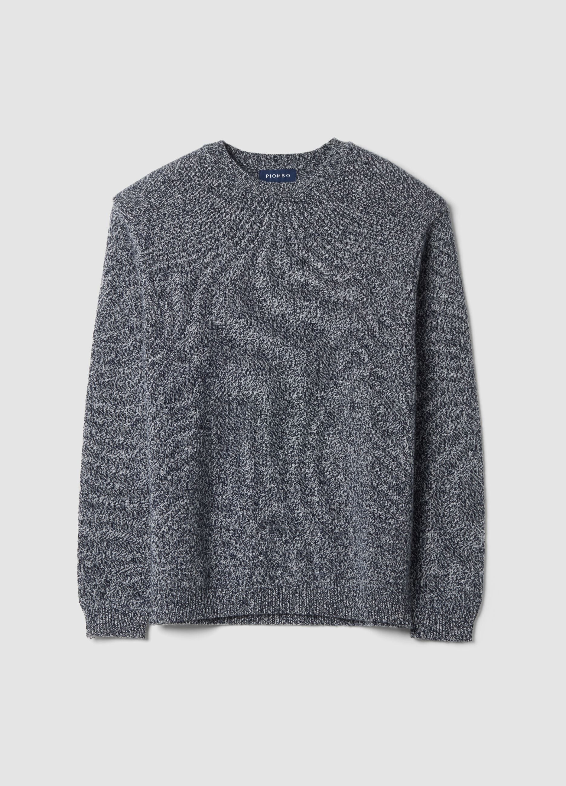 Maglia blu e grigia in misto lana a girocollo regular fit
