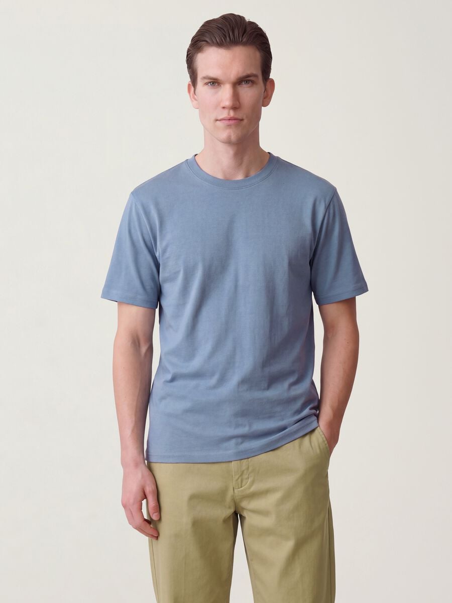 T-Shirt The Iconic Tee in Blau aus reiner Baumwolle, Kurzarm, Relaxed Fit_0