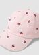 Girls' pure cotton pink hat with embroidered cherries_2
