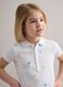 Girls' white pure cotton polo regular fit with embroidered flowers_0