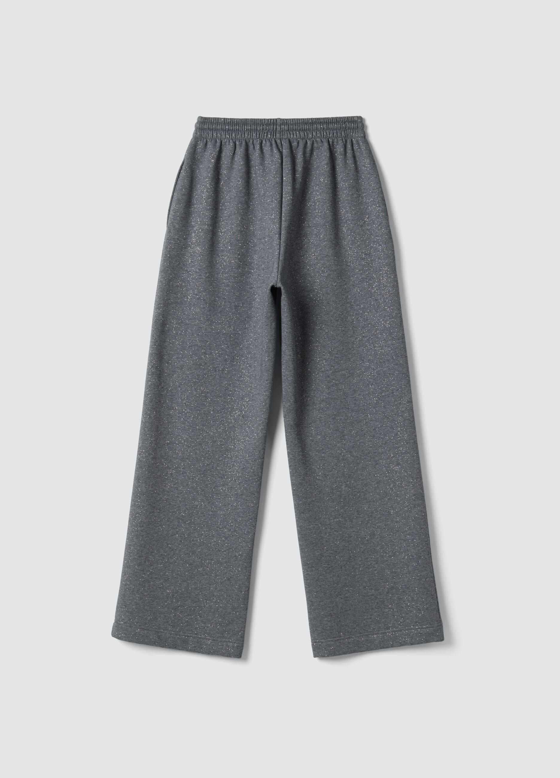 Sive &scaron;iroke hlače (wide leg) od mje&scaron;avine pamuka s lurexom