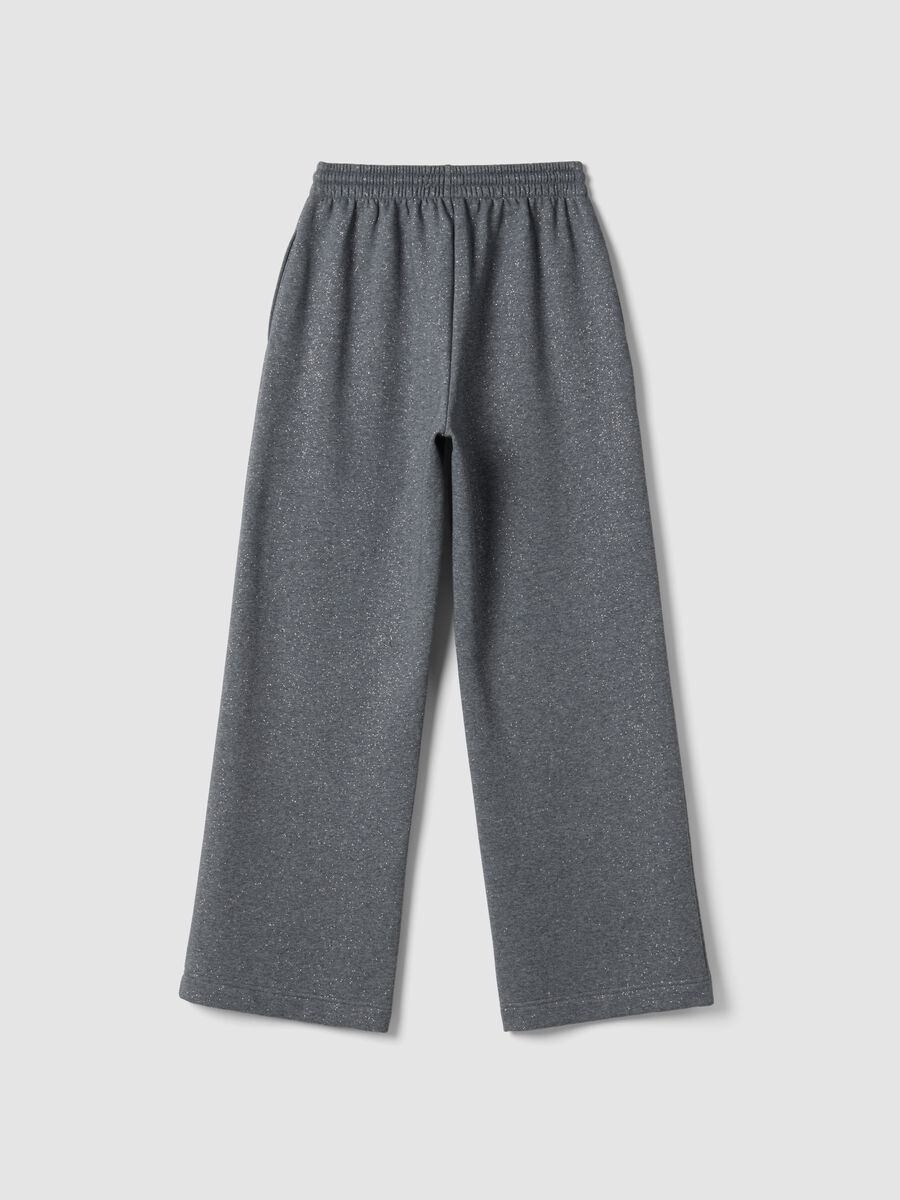 Cal&ccedil;as cinzentas wide leg em mistura de algod&atilde;o com lurex_2