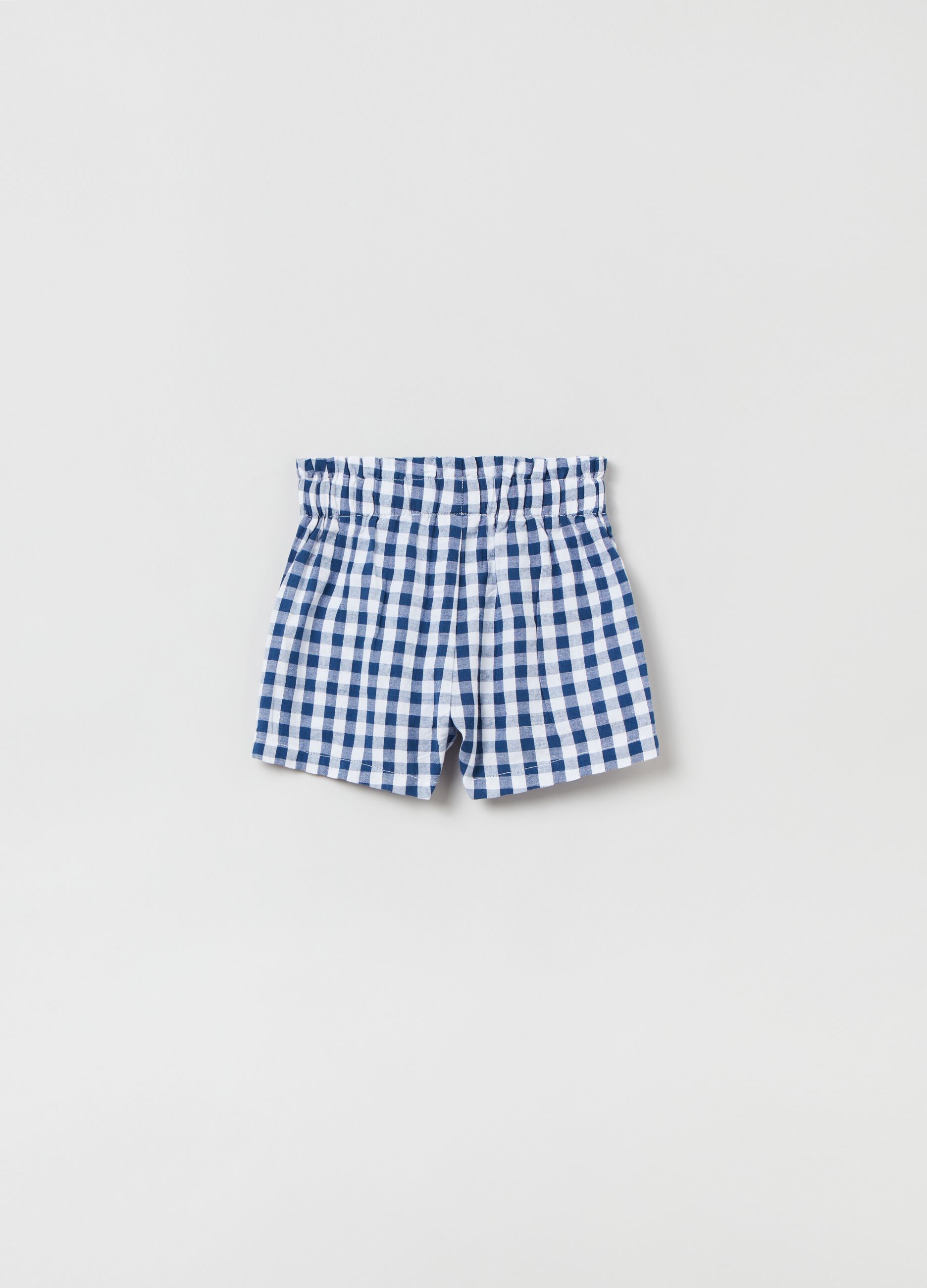Cotton shorts with gingham pattern_1