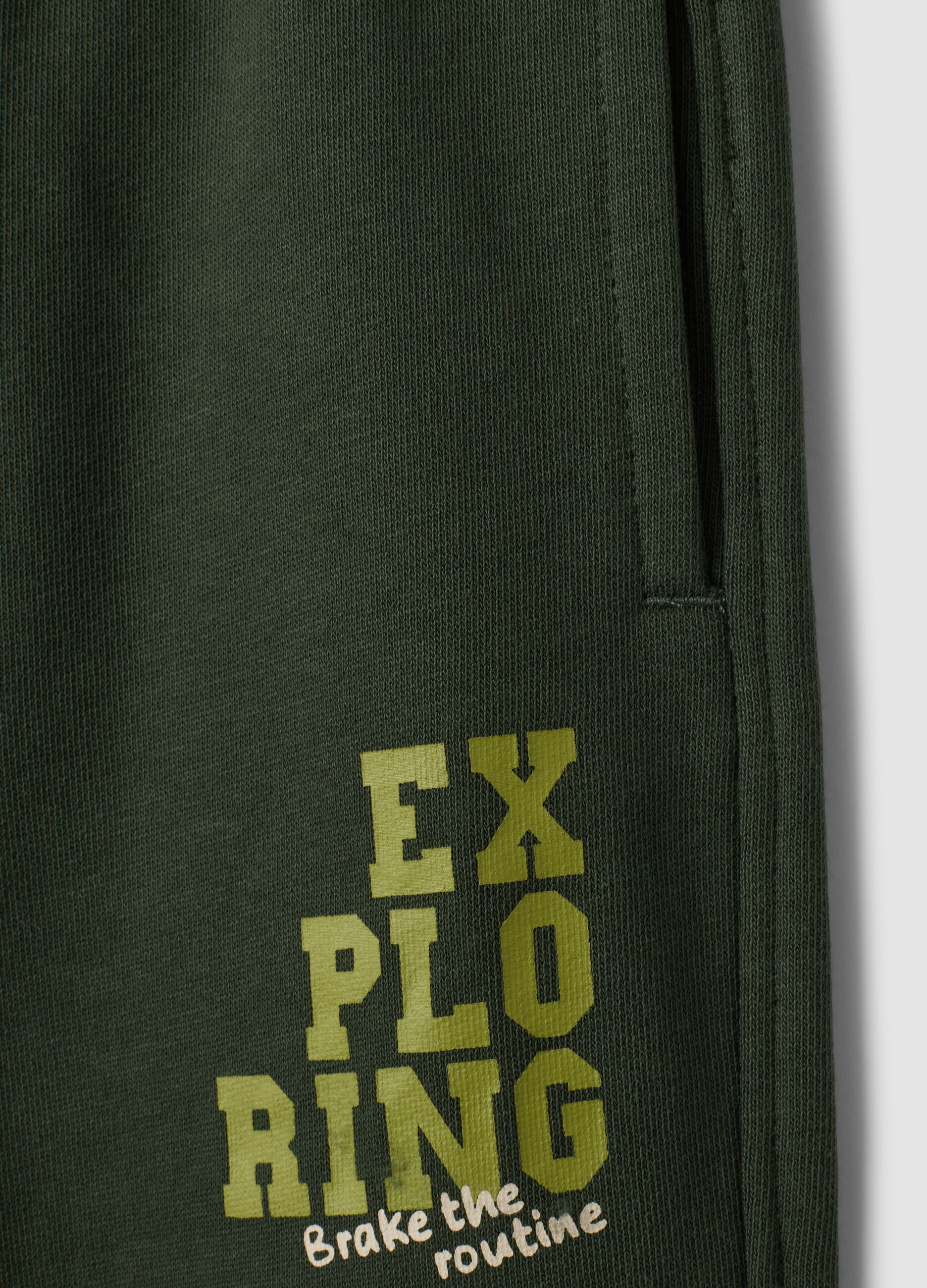 Green pure cotton fleece over-fit jogger trousers