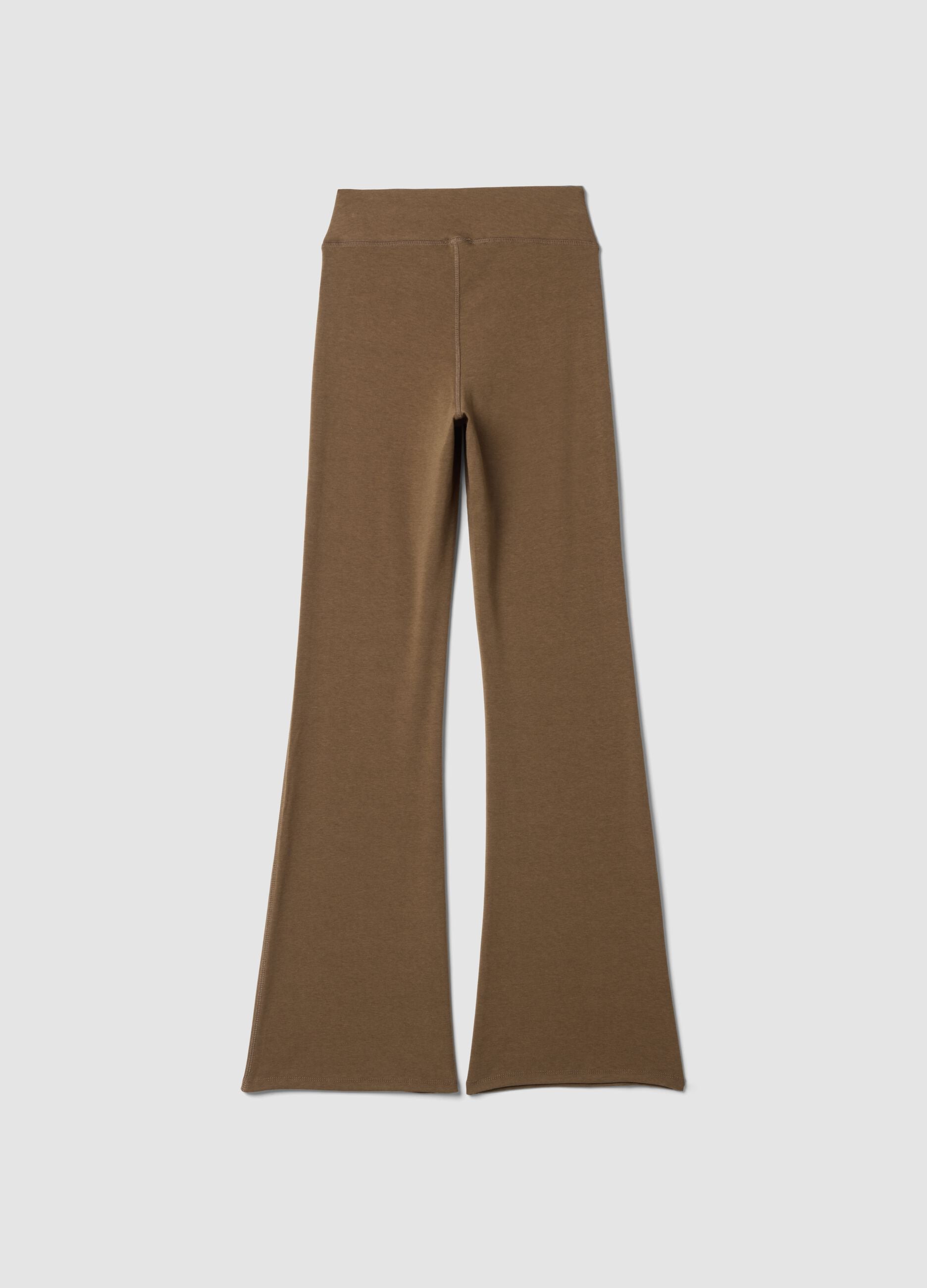 Brown flared viscose stretch jersey leggings