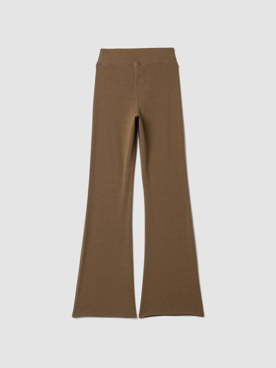 Brown flared viscose stretch jersey leggings_2