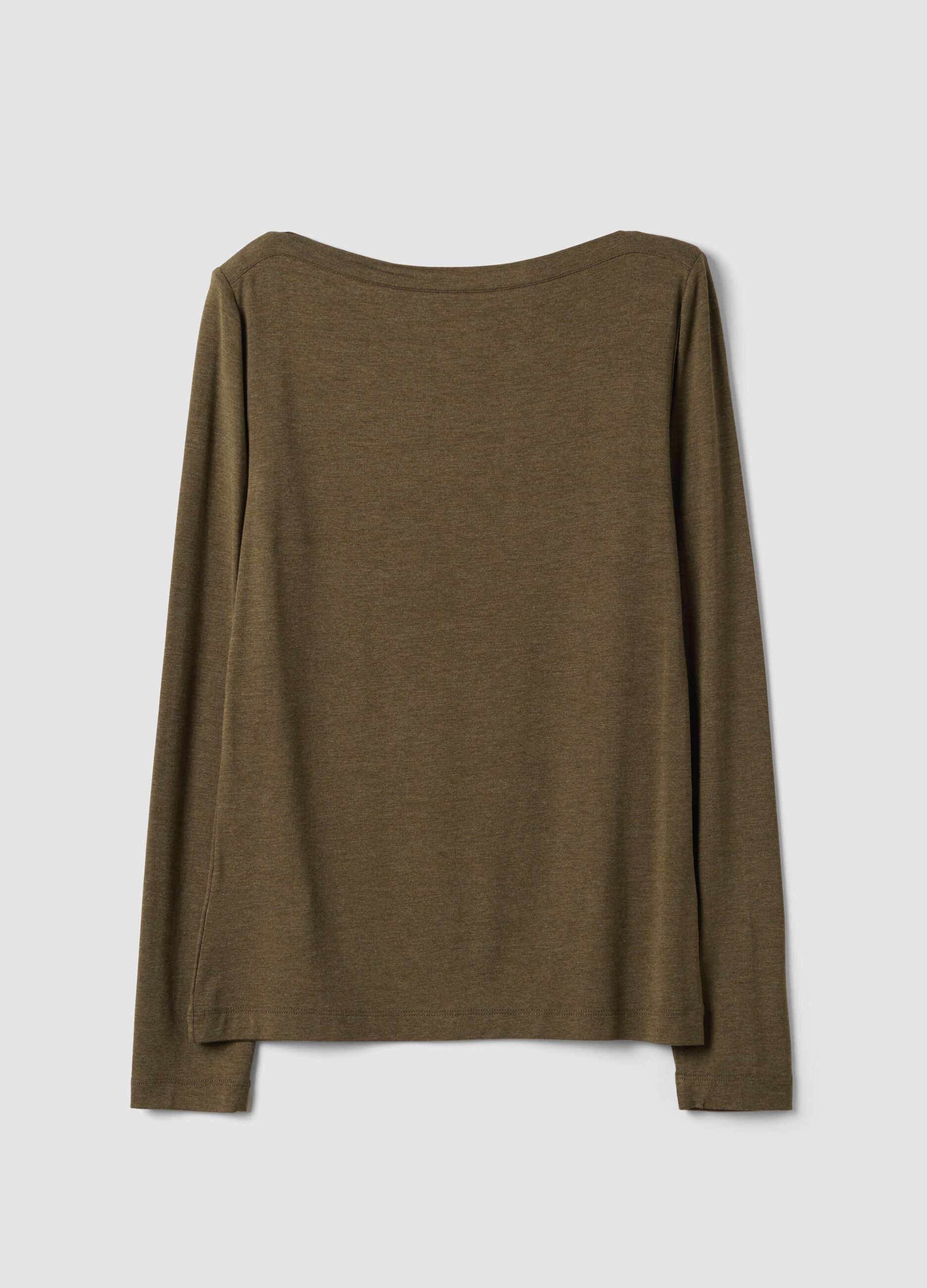 Gr&uuml;nes Slim-Fit-T-Shirt aus elastischer Viskose