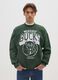 Sweatshirt verde em mistura de algod&atilde;o regular fit com estampado Milwaukee Bucks_0