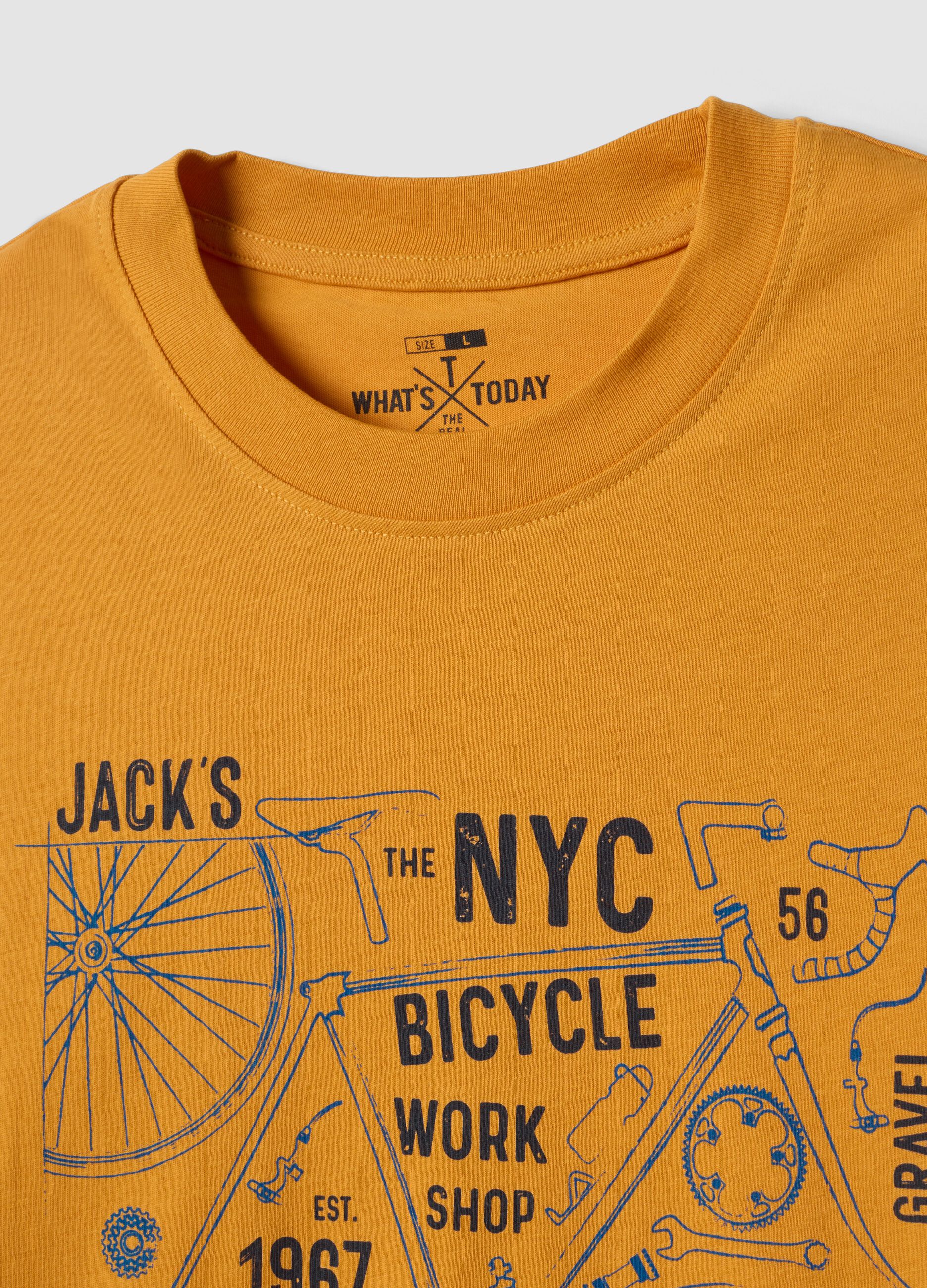 Oranges T-Shirt aus reiner Baumwolle mit Frontprint, Regular Fit