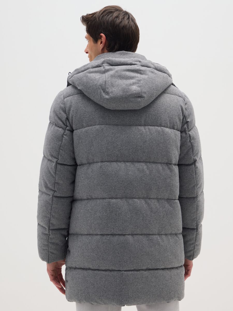 Grey Long Padded Jacket Regular Fit_2
