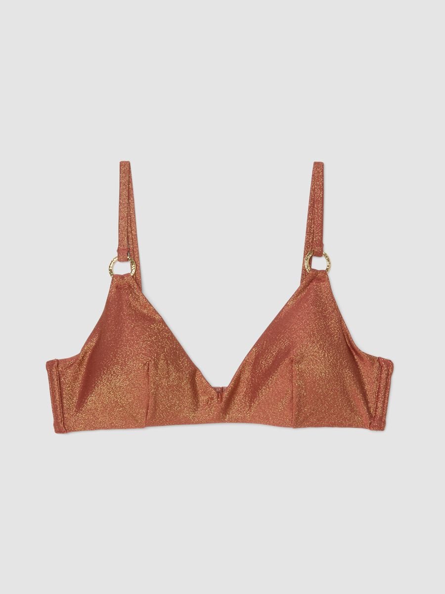 Braunes, elastisches Bikini-Top mit Polsterung und Glitzerstruktur_4