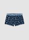 Boxer midi blu in cotone organico elasticizzato con stampa per bambino e ragazzo_0