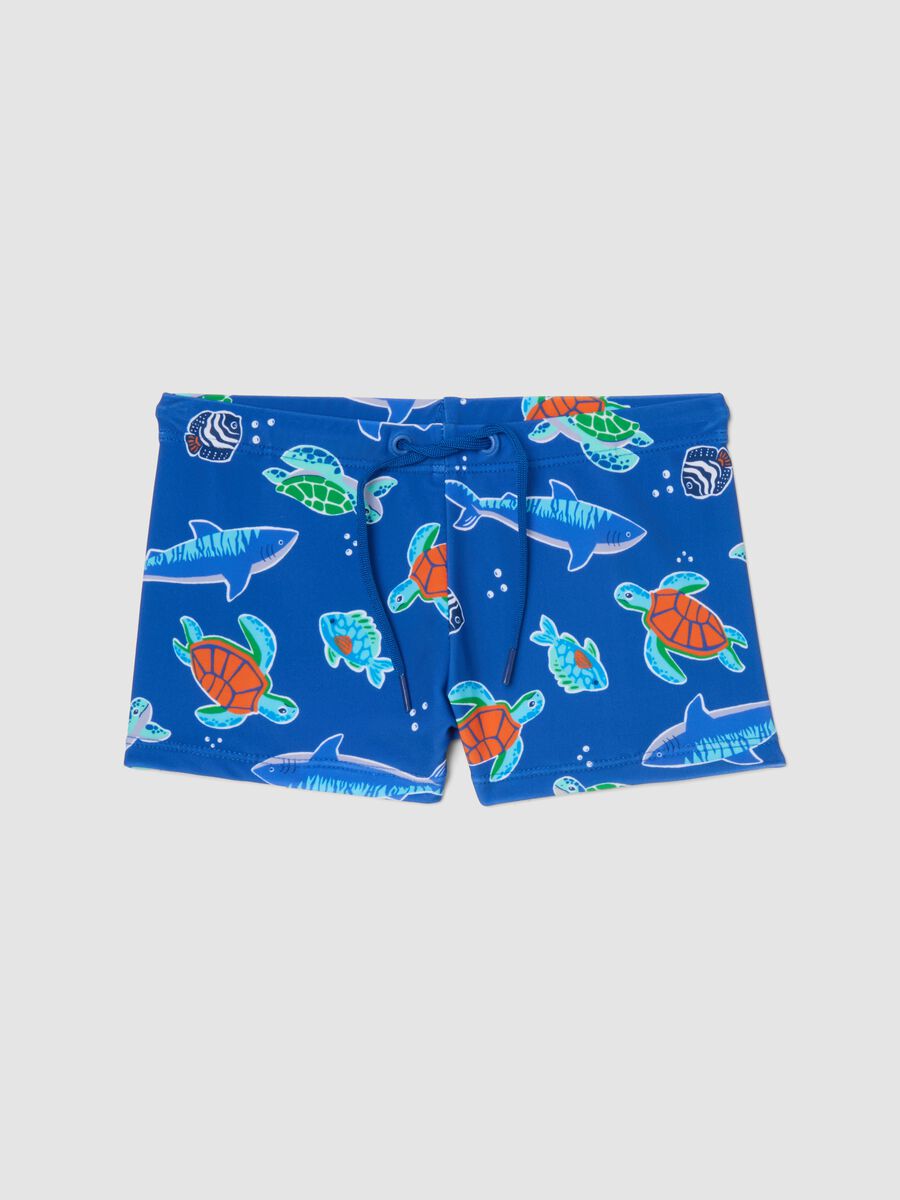 Blaue elastische Badeshorts_0