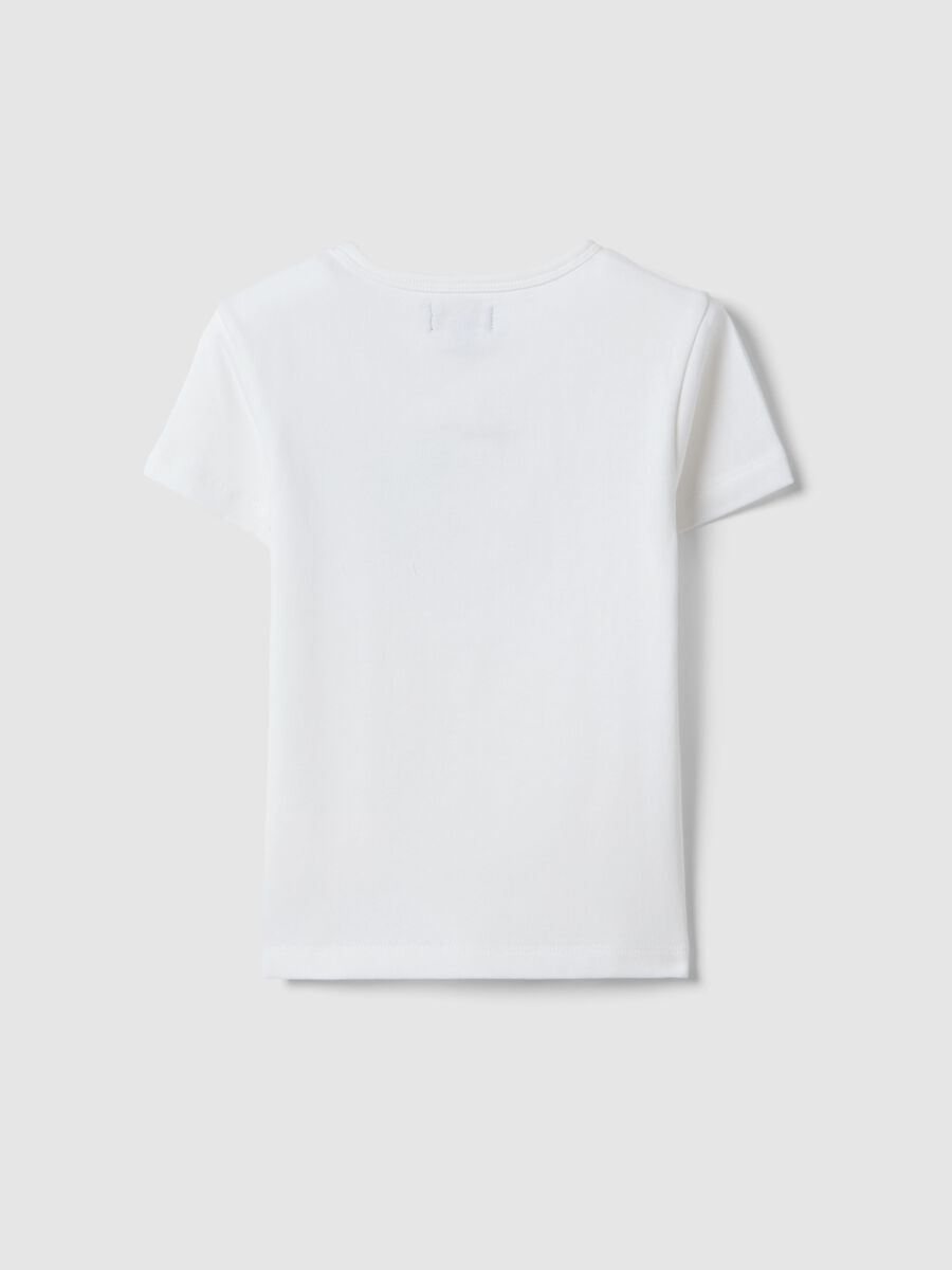 White stretchy cotton fitted girl&rsquo;s t-shirt with print_4