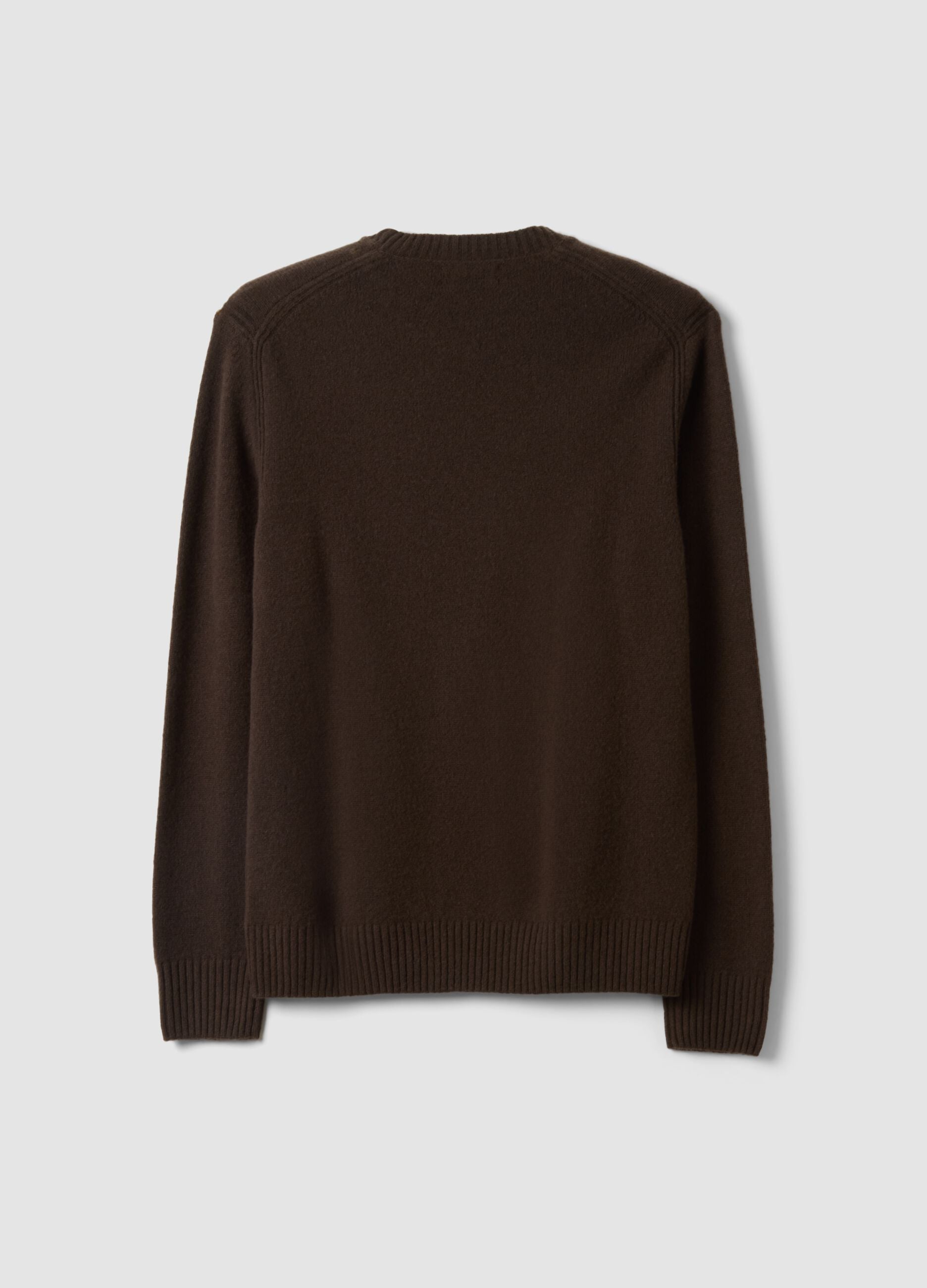 Brown crew-neck wool-blend jumper, regular fit