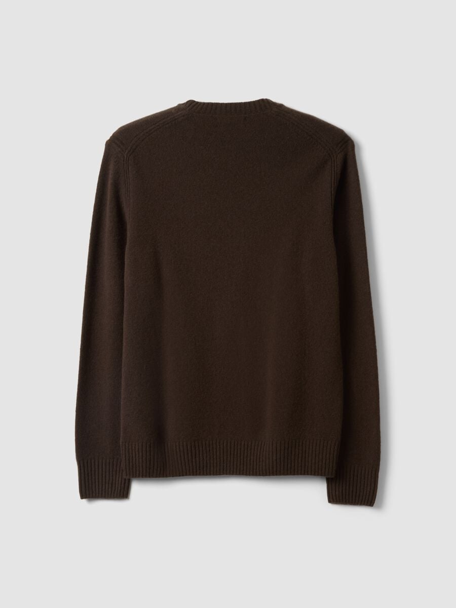 Brown crew-neck wool-blend jumper, regular fit_2