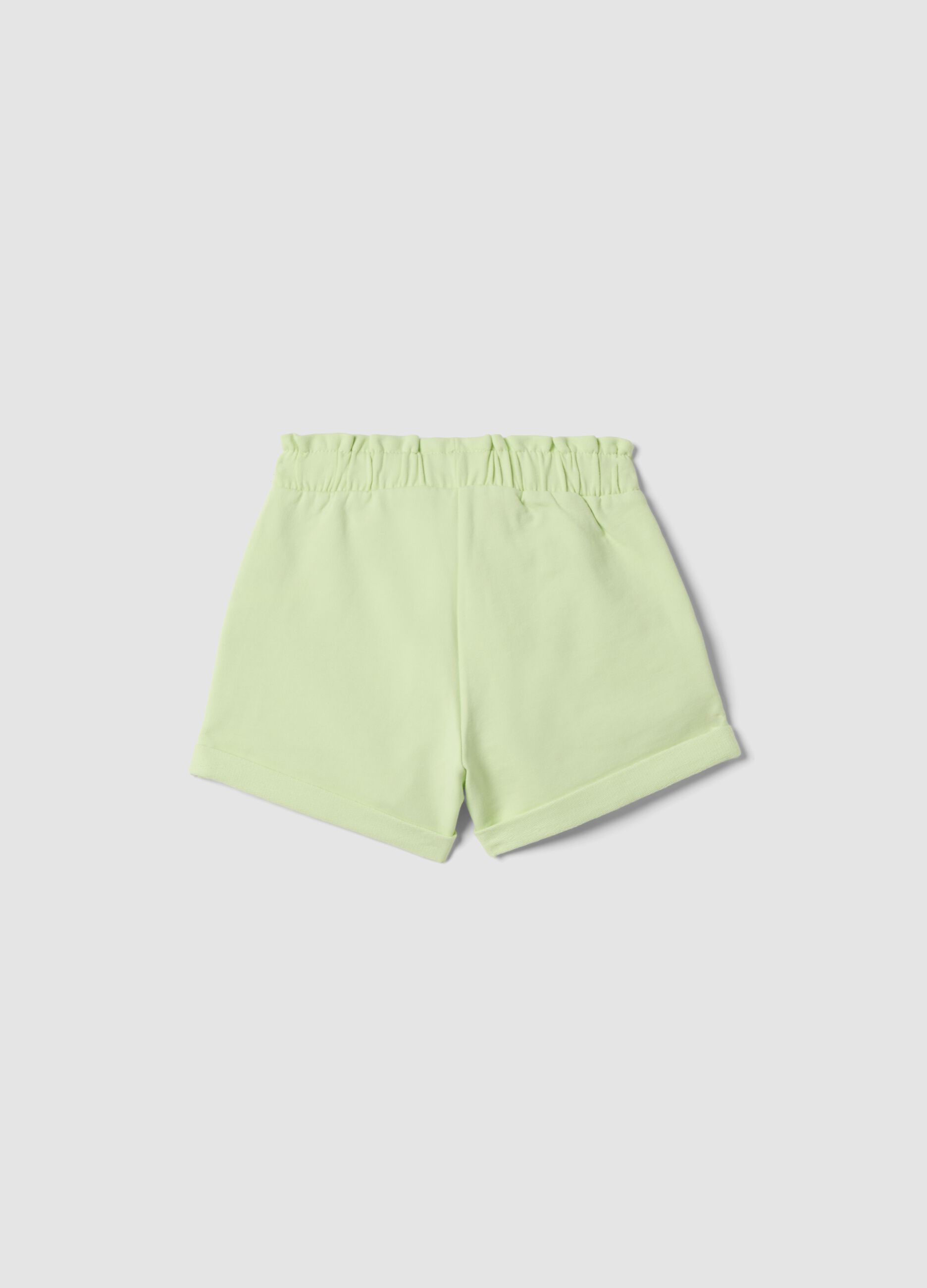 Gr&uuml;ne Shorts aus Stretch-Baumwolle f&uuml;r M&auml;dchen mit Schleife