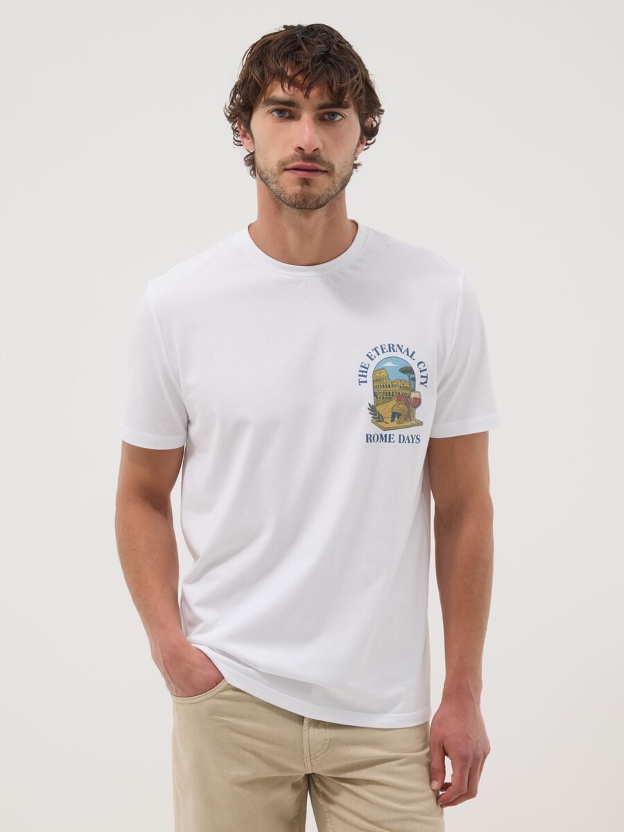 White short-sleeve pure cotton T-shirt, regular fit_1