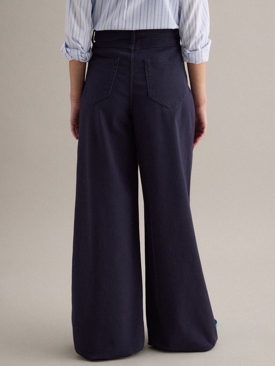 Blue Flare Stretch Cotton Trousers_2