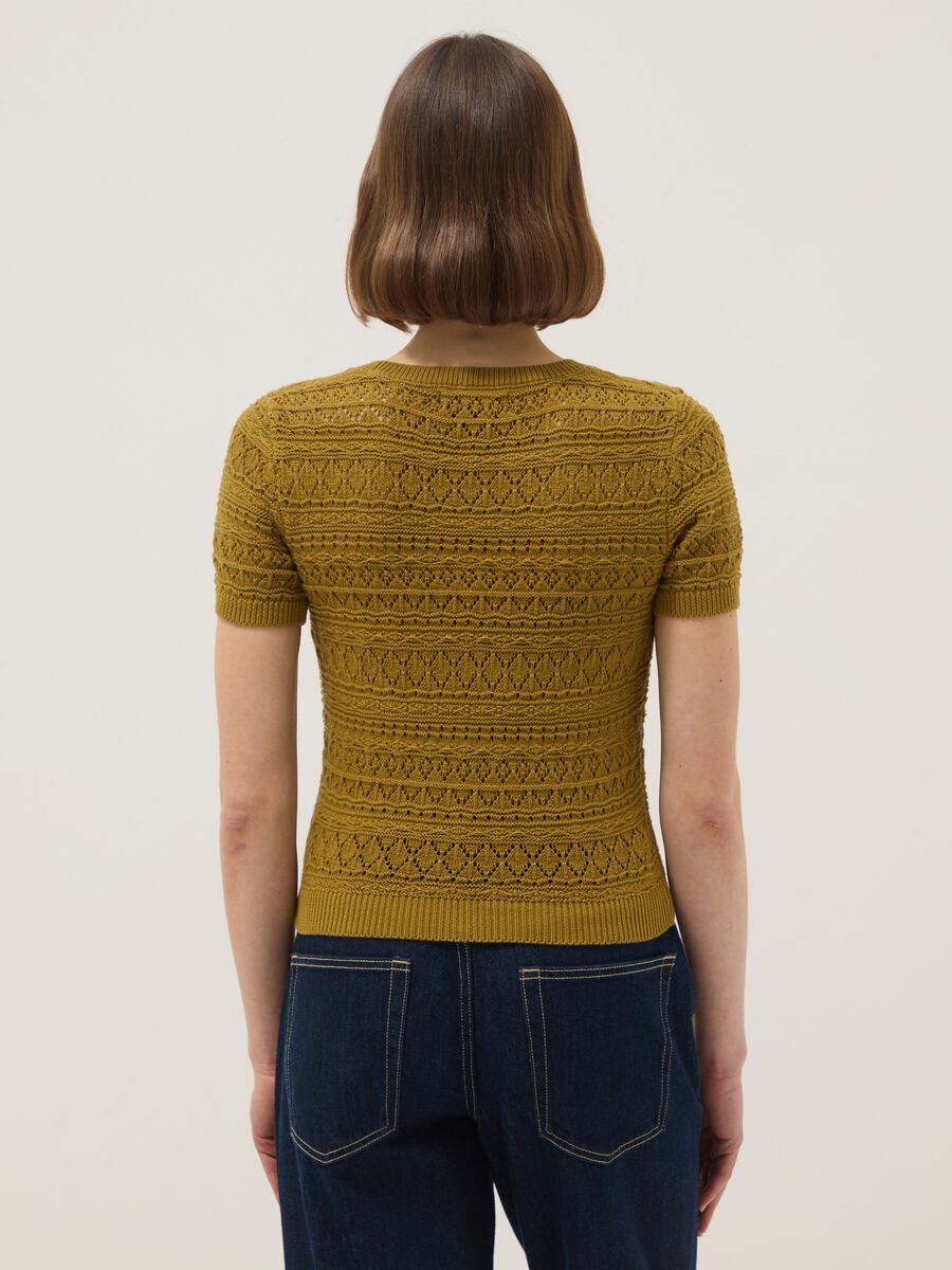 Yellow pure cotton regular fit knitted shirt_2