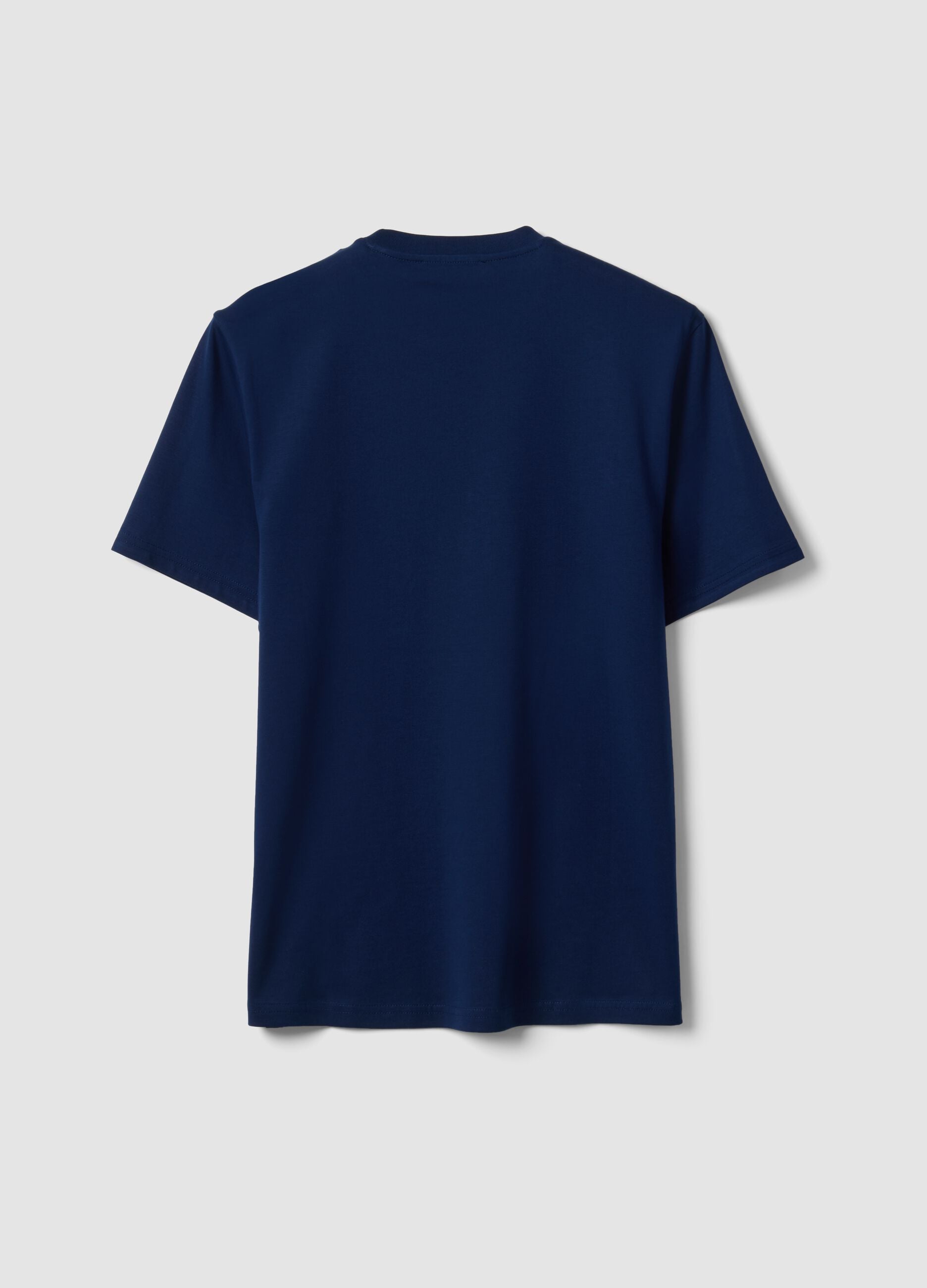Blaues Rundhals-T-Shirt aus reiner Supima-Baumwolle, Regular Fit
